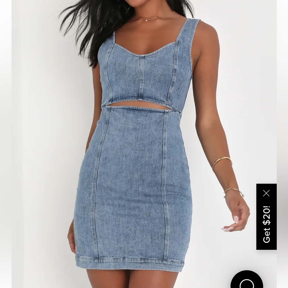 Lulus light blue Denim Cutout Mini Dress